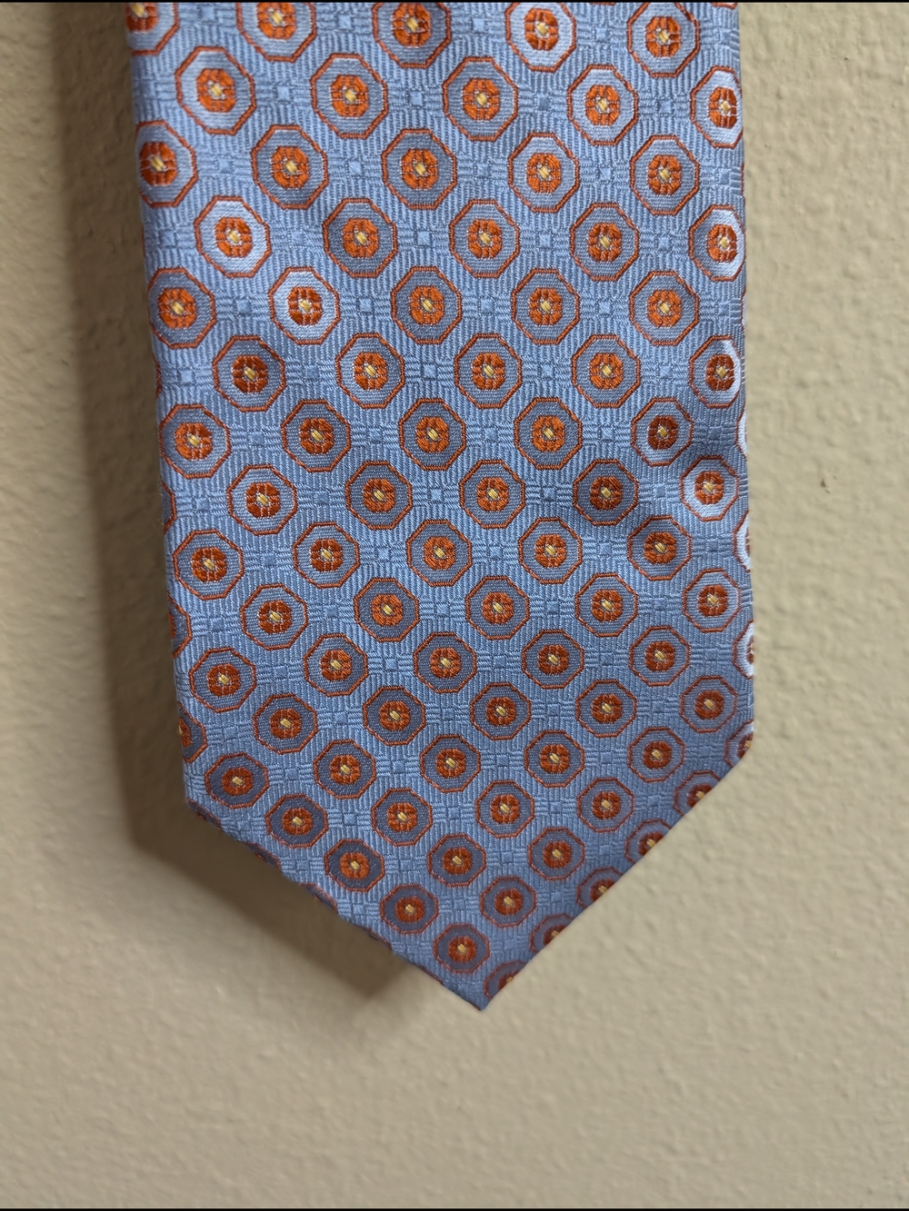 Jones New York Silk Tie | Steel Blue & Burnt Orange‎ Geometric